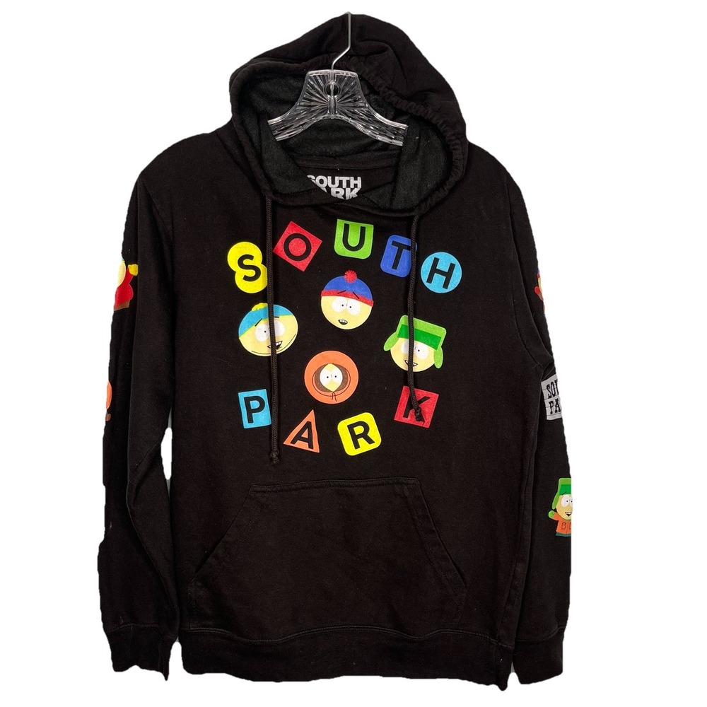 South Park Hoodie Men's Small Black Cartoon Graphic Pullover Comedy Central
